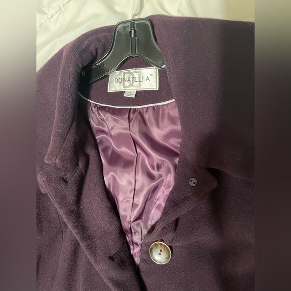 Donatella Women's Wool Blend 4-Button Single Breasted Coat Purple Size 12 - Picture 3 of 4